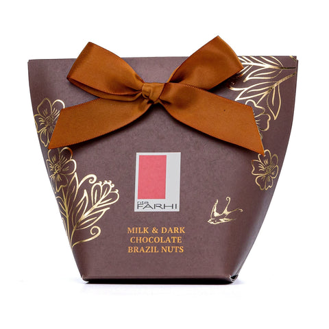 Milk &amp; Dark Chocolate Brazil Nuts in Bow Box, 130g