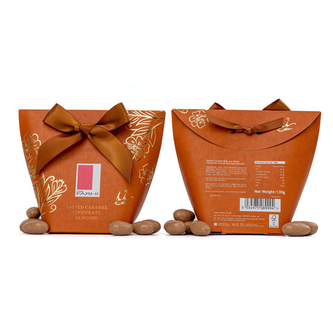 Salted Caramel Chocolate Almonds in Bow Box, 130g