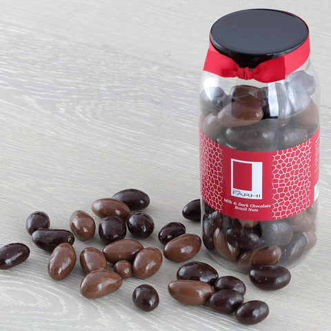 Milk and Plain Chocolate Coated Brazil Nuts in a Gourmet Gift Jar RJF Farhi 